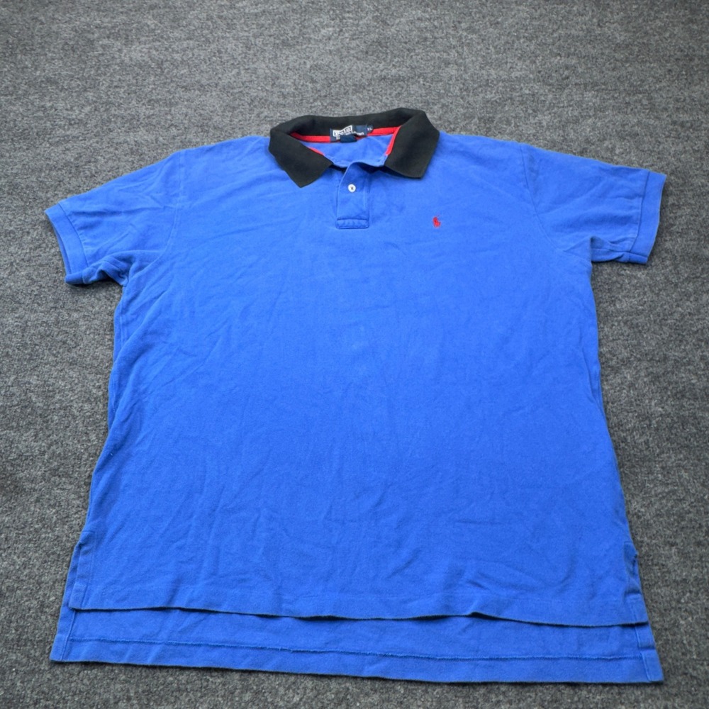 Polo Ralph Lauren Polo Mens XL Blue Black Collar Short Sleeve Pique Preppy - Picture 2 of 12